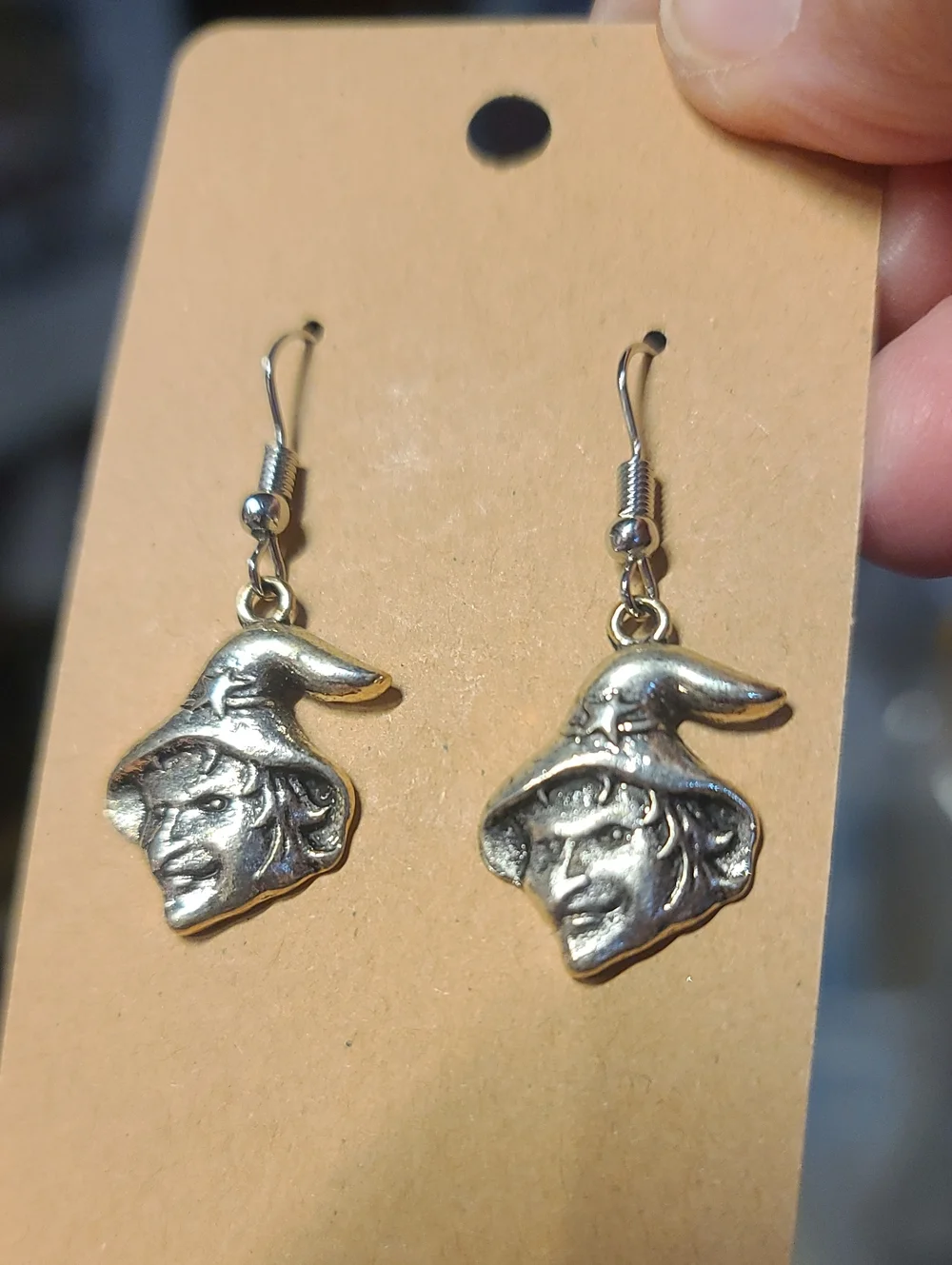 Witch metal Dangle earrings Silver-tone 1 Pr
